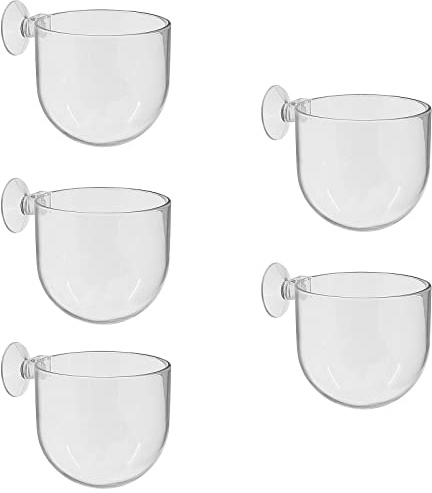 Uenhoy 5 Pcs Plastic Aquatic Plant Pots, Aquarium Plant Pots with Suction Cups, Acrylic Aquarium Planter, Red Shrimp Live Plant Fish Tank Holder