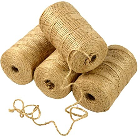 4 Stück 100 m 2 mm 3-lagige Jute-Schnur dünnes natürliches Band Hanfschnur Geschenkverpackungen Handwerk Pflanze Weihnachten handgefertigte Kunst Dekoration Verpackung Schnur