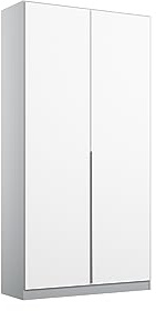 Rauch Möbel Alabama, Kleiderschrank, Farbe Weiß/Seidengrau, Breite 91 cm | Schrank, 2-türig, Zubehör Premium, für Schlafzimmer, Kinderzimmer, Homeoffice, Gästezimmer, Garderobe, Flur