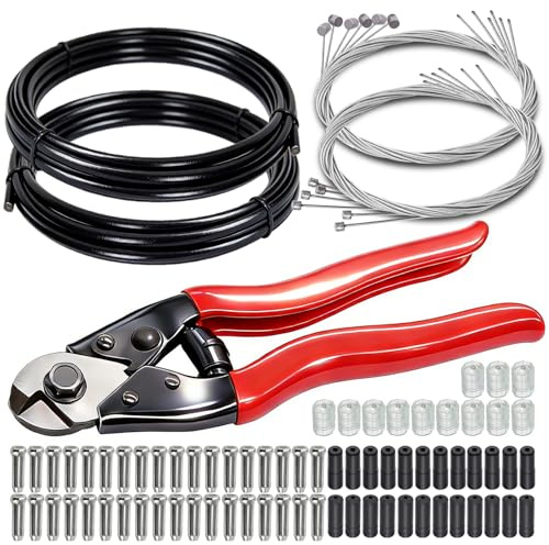 weideer 107PCS Stainless Steel Wire Cutter Bike Brake Cable Housing Shifter Cable Housing Universal Bike Cable Kit Bicycle Brake Cable Shift Cable with Bike Cable End Caps O-Rings