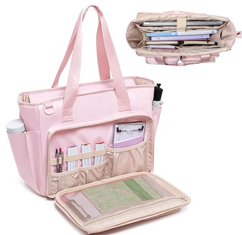 Fasrom Borsa per Insegnanti con Scomparto per Laptop, Borsa da Lavoro per Insegnanti da Donna, Rosa