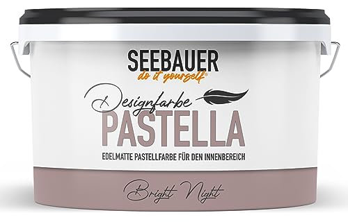 SEEBAUER diy Pastellfarbe PASTELLA Lila 2,5L (Bright Night) Edelmatte Wandfarbe Brombeere - Innenfarbe sehr hohe Deckkraft - Matt, Abwaschbar und Tropffrei