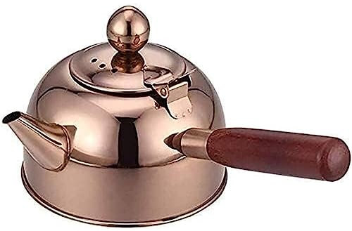 JYARZ Bollitore Acqua Gas Bollitore per Teiera con Fischio in Acciaio Inossidabile con Manico in Legno per Piano Cottura A Gas Domestico Bollitore Induzione (Color : Rose Gold, Size : 500ML)