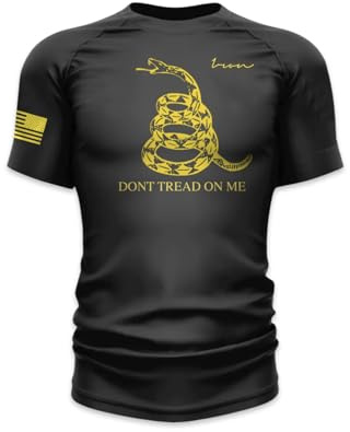Iron Jiu Jitsu Don't Tread on Me Rash Guard for Men - BJJ No Gi Rash Guard (US, Alpha, Large, Regular, Regular, Black)