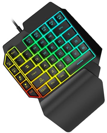 OSALADI Clavier Mécanique Gamer Gauche 39 Touches Noir USB Portable | Plastique, Câble 1,5m, Plug And Play, Usage Maison et Téléphone, Format Compact Léger