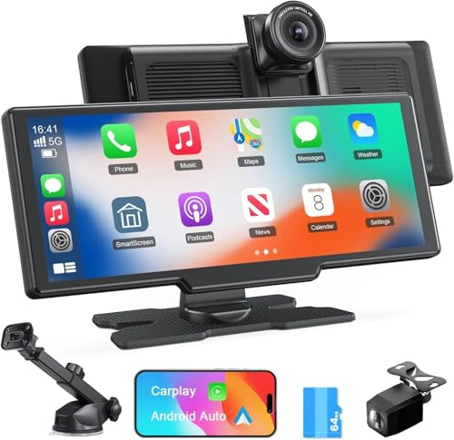 Avylet 9,26 Wireless CarPlay Display für Apple CarPlay & Android Auto | 4K Dashcam mit 1080P IP67 Rückfahrkamera CarPlay, 64GB Karte, OTA-Updates, GPS Navigation, Bluetooth 5.0, Mirror Link, FM/AUX