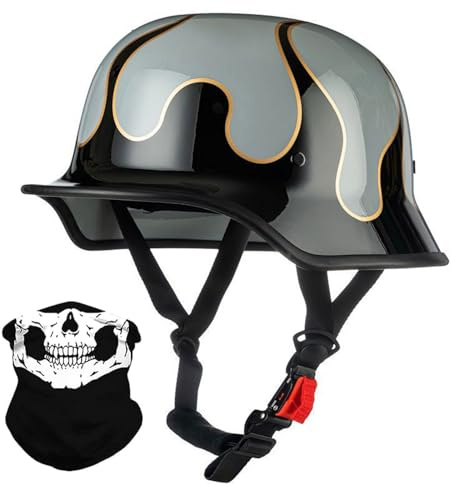 Demi-Casque De Moto Allemand Rétro Casque Ouvert avec Dégagement Rapide Adulte Jet Casque Moto Casquette De Baseball ECE Homologué Vintage Casque Bols M-XXL 57-64CM