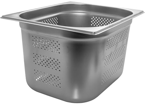 AcMax GN 1/2 Gastronormbehälter GN-Behälter Edelstahl 12,5 Liter Tiefe 200mm GELOCHT