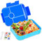 AUAUY Azul Fiambrera Bento Box Infantil, Lunch Box Loncheras para NiñAs, Loncheras para NiñOs, Fiambrera Infantil 5 Compartimentos con Pegatinas y Tenedor, Apto para Microondas/Lavavajillas, Sin BPA