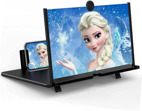 35,6 cm (14 Zoll) Bildschirmlupe für Handy, Handy-Bildschirmverstärker, 3D-HD-Handy-Bildschirmvergrößerung für Filme, Videospiele, Bildschirmverstärker, passend für alle Smartphones (schwarz, 35,6 cm)