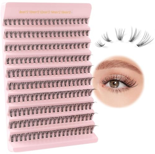 Poiuyoiu Wimpern Extensions Natürlich Fake Lashes 200 Stück Künstliche Wimpern Cluster Lashes Falsche Wimpern 20D Wimpernverlängerung Einzelne Wimpern Fake Wimpern DIY Lash Extension Wispy Eyelashes