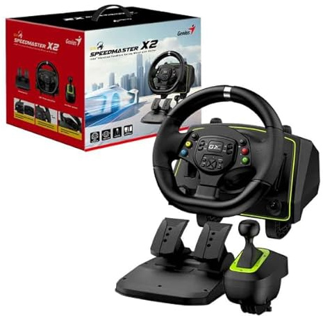 Genius SpeedMaster X2 Steering Wheel for PC, PS3/4/5, Xbox X Series with USB Connectivity