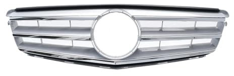 Kühlergrill Für Benz Für C-klasse W204 2008-2014 C180 C200 C350 Chrom Silber Diamanten Kühlergrill Glänzend Schwarz Für GTR Stil Front Stoßstange Kühlergrill Grill(S-Chrome Silver)