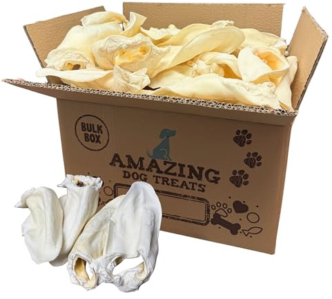 Amazing Dog Treats - Cow Ears for Dogs - (100 Count) - 100% Beef - All Natural Rawhide Alternative- Long Lasting Cow Ear Dog Chews