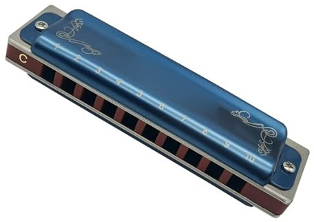 mundharmonika anfänger Diatonische Blues-Mundharmonika Tonart C 10 Löcher 20 Töne Blues-Harfe Mundharmonika Für Erwachsene Und Profis(Blue)