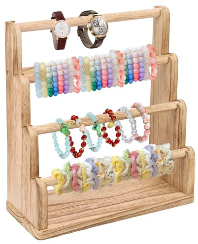 BAODBF Armbandhalter,Schmuckständer Holz,Abnehmbar Armbandständer,Retro Schmuck Halter für Armbänder,Armreifen,Uhren,Haarbänder,30×13×32cm