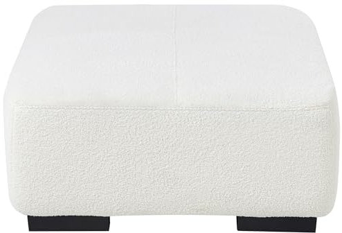 Beliani 4-Sitzer Ecksofa L-Form Bouclé weiß mit Ottomane Chaiselongue rechts Lungo