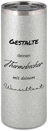 Social Netwear Personalisierter Glitzer Thermobecher 580ml – Edelstahl Coffee To Go Becher mit Namen – Geschenk für Frauen, Freundin, Mama – Isolierte Thermotasse