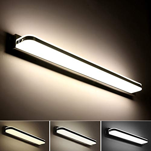 LANMOU Spiegellampe Badezimmer, LED Spiegelleuchte Bad Wandleuchte Edelstahl Badlampe Spiegellicht Badspiegel Schminklicht Aufbauleuchte IP44 Wasserdichte Schrankleuchte, 110-240 V, 90cm