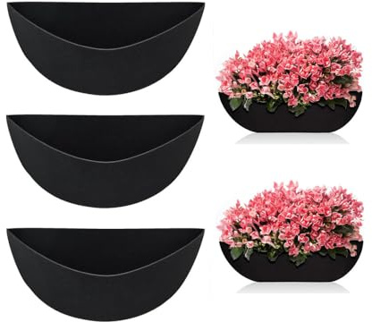 Naisfei 3 st 35,5 cm planteringskorgens foder filt blomkorg filt ersättning kokosfoder för väggmonterad planterare trädgårdsstaket blomma fönsterkorgar kruka (svart)