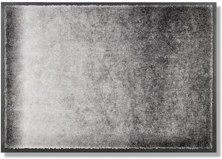 Rutschfeste Türmatte waschbar Innen - Verlauf grau 50 x 70 cm (Rechteckig) | Strapazierfähig Fußmatte Innenbereich Schmutzfangmatte pflegeleicht Sauberlaufmatte robust Fussmatte Eingangsbereich Haustür