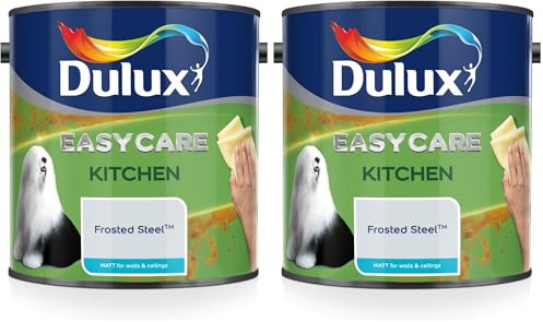 Dulux 500000 Easycare Kitchen Matt Emulsion Paint For Walls And Ceilings, Frosted Steel, 2. 5 Litres (Pack of 2)