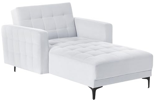Beliani Chaiselongue Samt hell grau mit Schlaffunktion Metallgestell schwarz Aberdeen