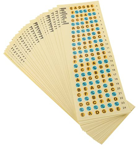 WESIEVYA Adesivi per Chitarra 20 Pezzi in Pvc per Principianti Migliorano L'apprendimento della Chitarra Colori Chiari ed Elettrica