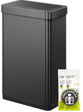 EKO Mirage X 80 Litre Automatic Kitchen Trash Can with Motion Sensor, Touchless, Stainless Steel, Matte Black