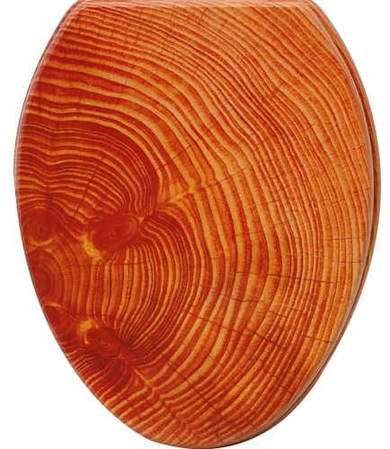 Abattant de WC avec double système d'abaissement automatique, noyau en bois MDF, hygiénique, charnières inoxydables, couvercle de toilette en bois de qualité supérieure, 175 kg (roue de l'année)