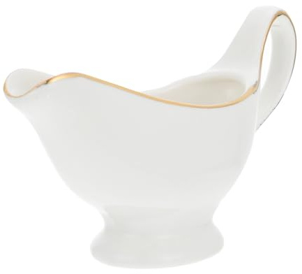 FUNNETOYU Saucière Céramique Bordure Dorée Pour Sauce Et Pichet Polyvalent Pour Jus Vinaigrettes Et Condiments Petit Bol Pratique Pour Cuisine Et Service