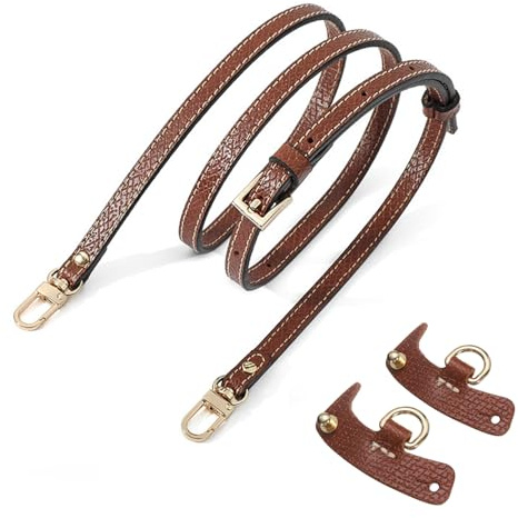 Schulterriemen aus Leder für Minitaschen, Verstellbarer Schulterriemen für Taschen, Leder Cognac Taschengurte für Longchamp