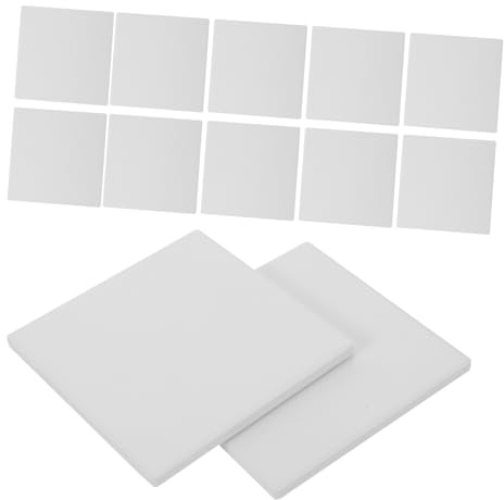 TOPPERFUN 12PCS DIY Ceramic Tile Coasters with Cork Backing Square Unglazed Paintable Tiles for Acrylic Pouring Ink Art Craft Projects and Gift