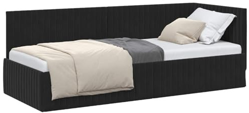 vidaXL Eckbettgestell mit Kopfteil Schwarz 80 cm x 200 cm Samt