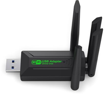 SHOOYIO Adaptador de red USB WiFi de 1300 m, 4 antenas externas, 1300 Mbps, doble banda para transmisión estable por Internet, fácil instalación, receptor WiFi