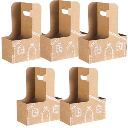 Scatola regalo natalizia/portabicchieri a forma di casetta di pan di zenzero, grandi scatole for bevande e dolcetti a forma di casetta di pan di zenzero, porta caramelle natalizie for regali(5PCS)