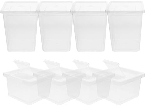 Ciieeo Caja Transparente para Reptiles Domésticos y Grillos Contenedor Ventilado de Polipropileno Tapa Abatible Set de 8 Unidades 4 Cajas Pequeñas para Alimentación y Cría Segura