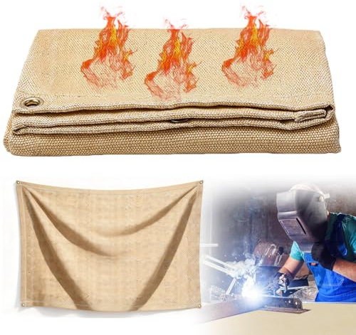 Schweißschutzdecke 120x180 cm, Schweißdecke Brandschutzdecke, Löschdecke, Feuerlöschdecke, Feuerfeste Unterlage, Bis 550°C Mit Ösen Für Küche, Zuhause, Wohnwagen, Grill, Schweißen