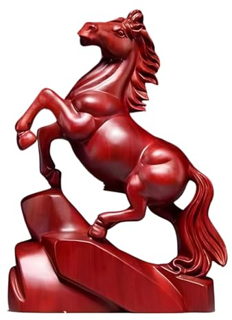 Arroopu Scultura animale in legno, ornamento statua di cavallo, statuetta di cavallo di fuoco intagliato, decorazione per 2026 anno dei scrivania libreria casa ufficio soggiorno
