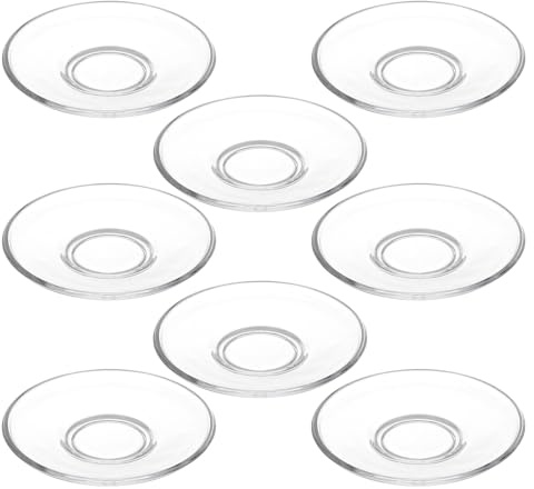 Alipis Ensemble de 8 Petites Soucoupes à Thé en Verre Transparent 9x9 Cm, Assiettes Rondes Empilables pour Tasses à Café, Plateau Polyvalent pour Apéritifs, Desserts et Service à Thé,