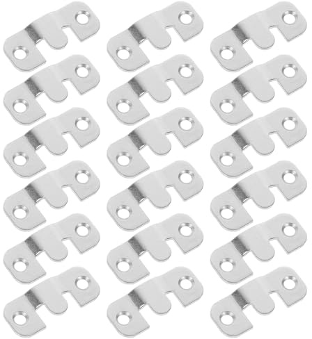 HOMSFOU 20pcs Stainless Steel Picture Hanging Hooks with Screws, Heavy Duty Wall Mount Brackets for Photo Frames and Furniture Connectors, Flush Mount Metal Hardware for Wall Art