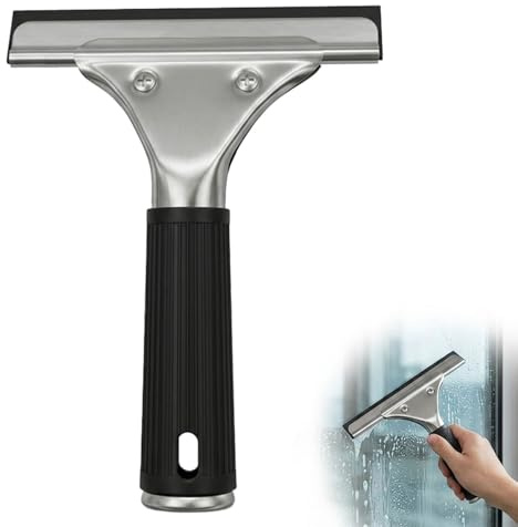 15cm Professional Window Squeegee with Rubber Blade, Stainless Steel Wiper Replacement Shower Screen Cleaner Equipment Cleaning Tool for Glass, Door, Bathroom, Mirror, Car, Windshield, Tiles