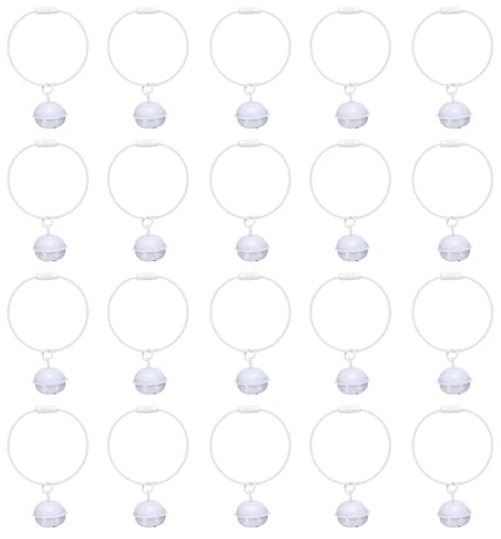 QUARKZMAN 20Pcs Portachiavi In Filo, 1.6mm 2.8Pollici Anello Portachiavi Con Campanello, Anelli Metallici Campanello Pendente Per Chiavi, Etichette Bagaglio, Artigianato, DIY, Bianco