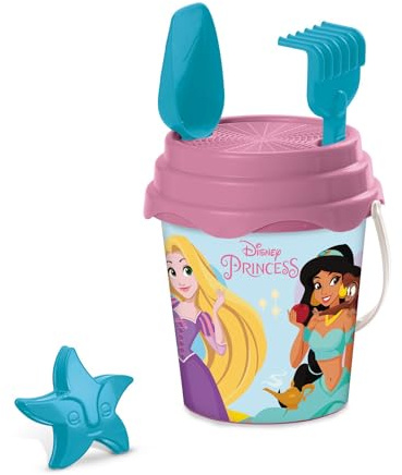 Mondo Toys - BUCKET SET + WATER CAN PRINCESS - Juego de cubo de arena ø17 cm con jarra de agua - Juego de playa (6 piezas) para niños a partir de 3 años - 28415