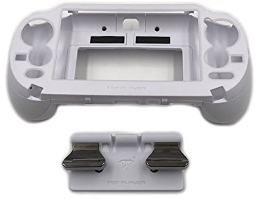 L3 R3 Matte Hand Grip Handle Joypad Stand Case with L2 R2 Trigger Button For PSV1000 PSV 1000 PS VITA 1000 Game Console - Black (White)