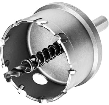 EZARC CHS-25M - Cortador de agujeros de carburo para metal grueso, sierra perforadora de corte profundo para acero inoxidable, tubos de metal y material duro, 54 mm