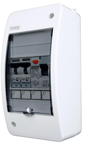 RoadEu - Tableau Electrique, Disjoncteur avec disjoncteur différentiel 40A 2P type A/AC et LS B 16A, B 10A Boîte à fusibles 230V