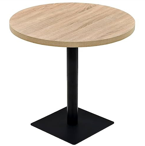 vidaXL Bistrotisch MDF Stahl Rund 80x75cm Eichenoptik Stehtisch Bartisch Tisch