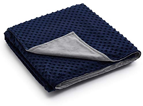 RelaxBlanket 152 x 203 cm påslakan för viktad filt | premium supermjuk minky dot | grå/marinblå