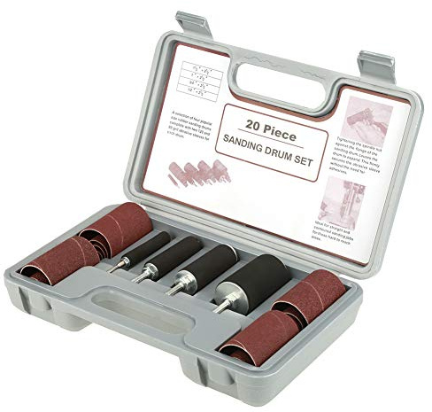 Drum Sander Set, 20PCS Rubber Spindle Sanding Drum Sander Tool Kit with Storage Case for Home Improvement, Hobbies, DIY, Carpentry, Wood Working